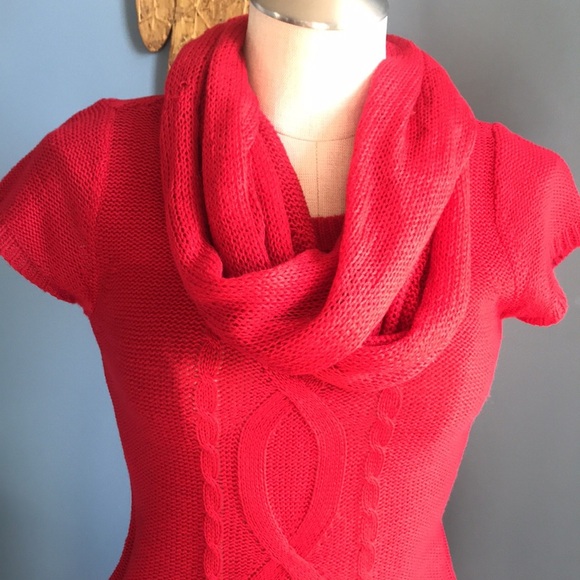 Set of 2 knit sweater bodycon mini dresses red & black short sleeves pull over S - Picture 2 of 16